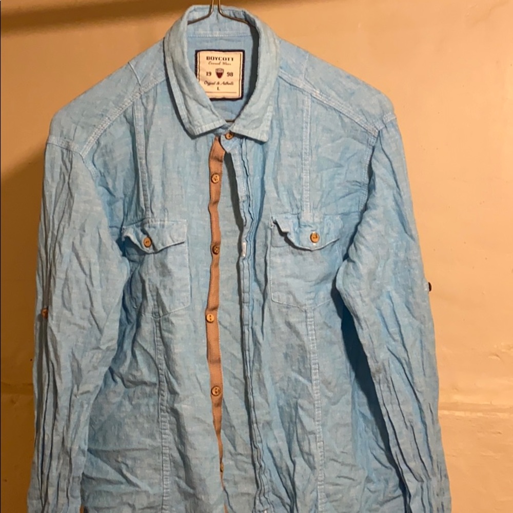Sky blue button down MD-L